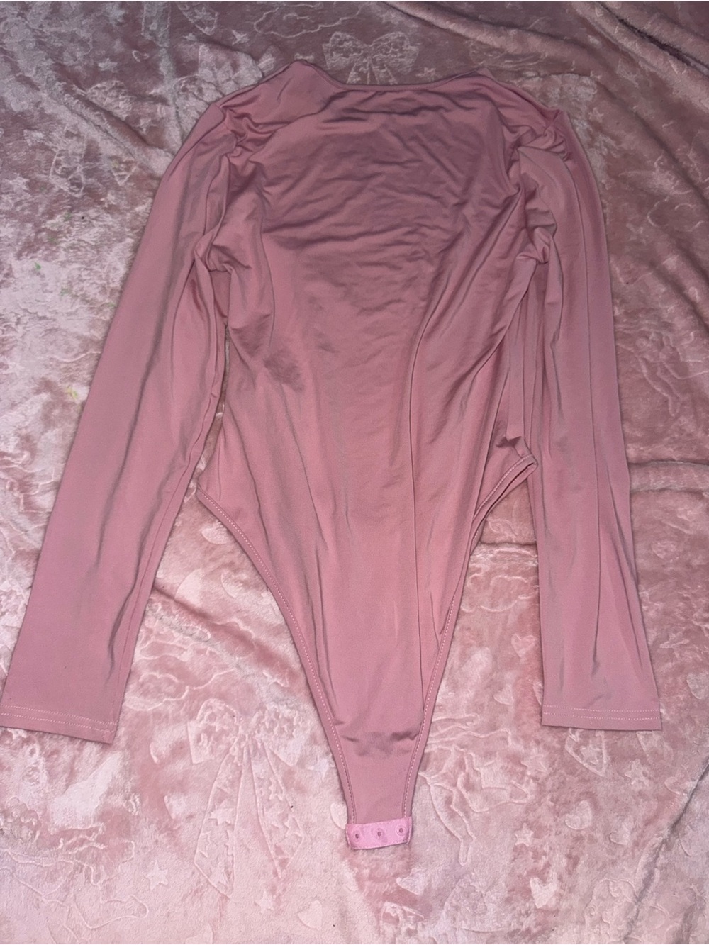 Long-Sleeve Rose Pink Bodysuit with Snap Closure